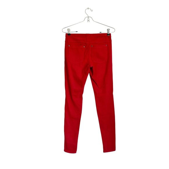 HUE Women's Ankle Length Denim Look Leggings in Deep Red - Sz S - Picture 2 of 4